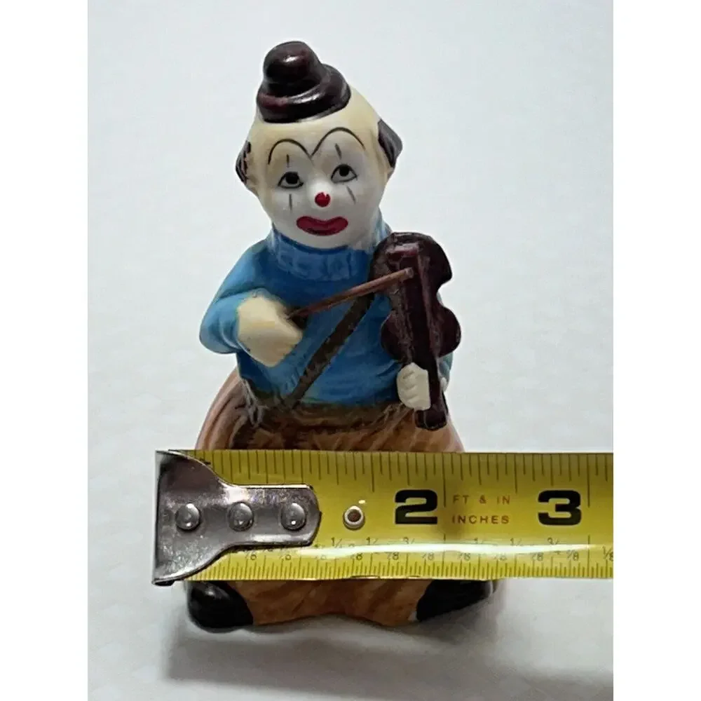 Vintage Happy Violin Hobo Clown‎ Porcelain Figural Bell J.S.N.Y., Taiwan, 4.5”